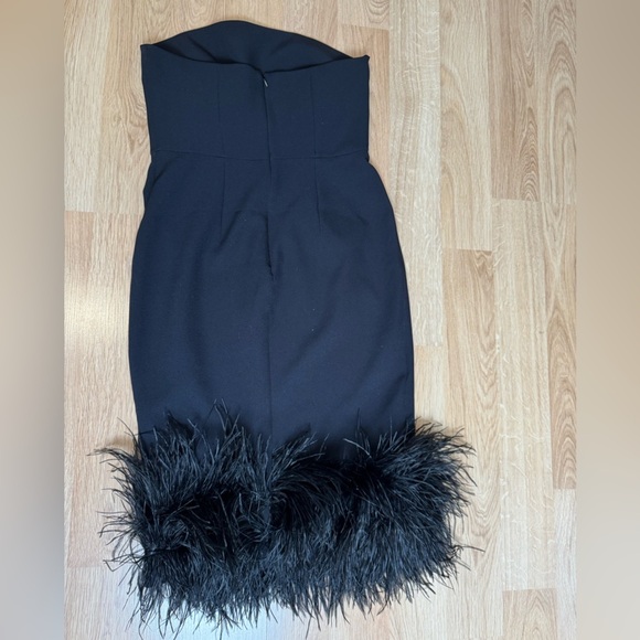 SAFIYAA Rowan Black Ostrich Feather-Trimmed Short Dress Size US 8 $1925 NWT - Picture 12 of 12